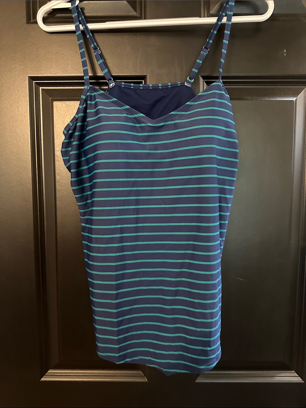 Women’s Navy & Teal Striped Swim Tankini Top